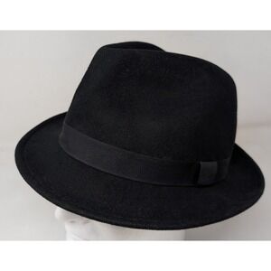 Vintage DPC Fedora Hat Black 100% Wool Felt Gangster Trilby Men's Size XL